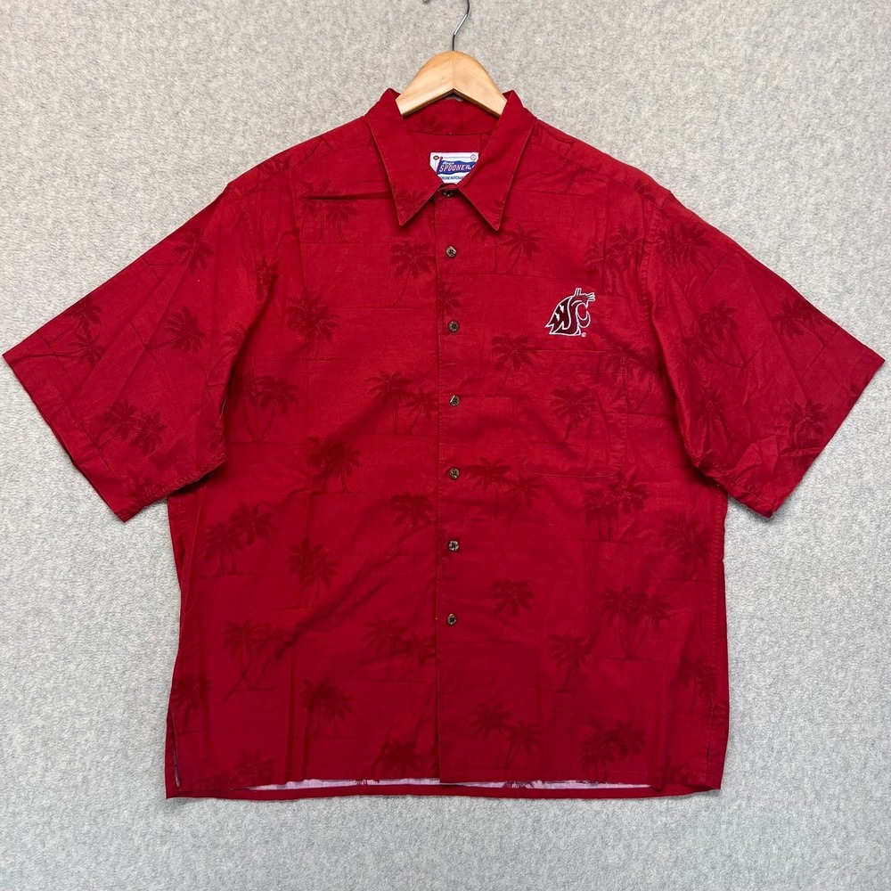 Washington Cougars REYN Spooner Short Sleeve Shirt Red Tropical Hawaiian XL
